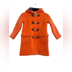 Mini Boden Orange Pea Coat with Purple Hood